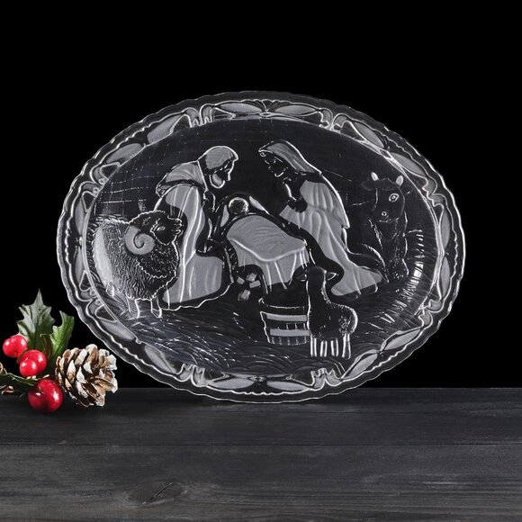 NWT in Box Mikasa Rejoice Crystal Nativity Plate Plaque 9.5" Christmas Germany - Picture 1 of 2